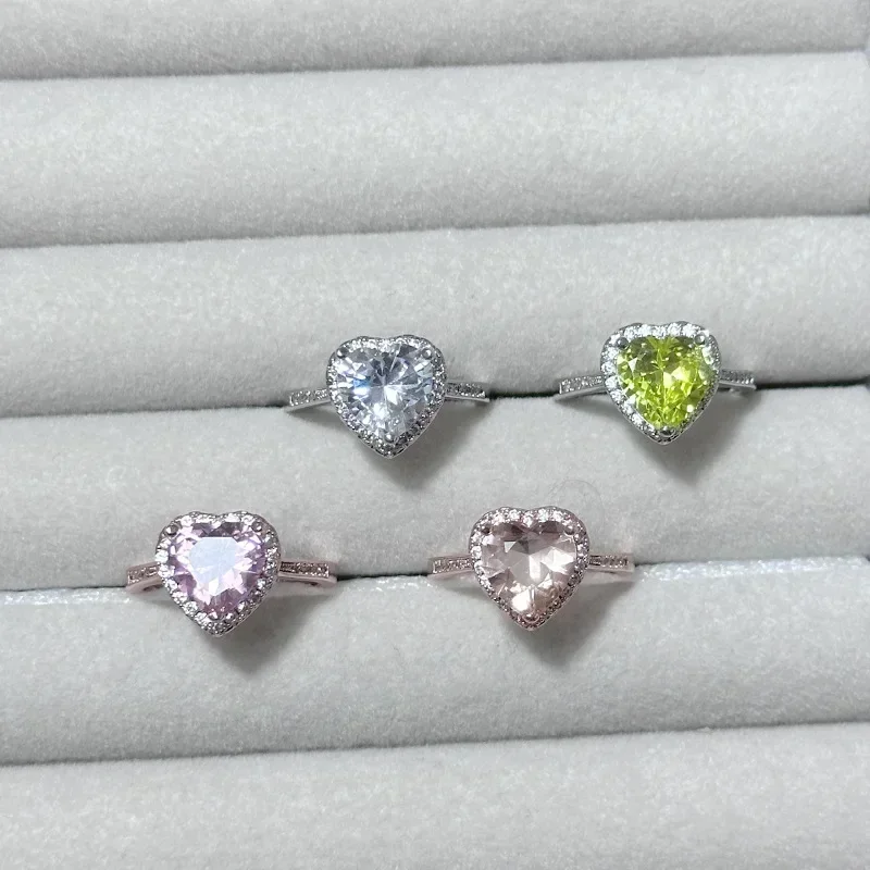 

MDL Moissanite Style.French Vintage Heart Apple Green Adjustable 18K Gold Plated Micro Set Fine Jewellery