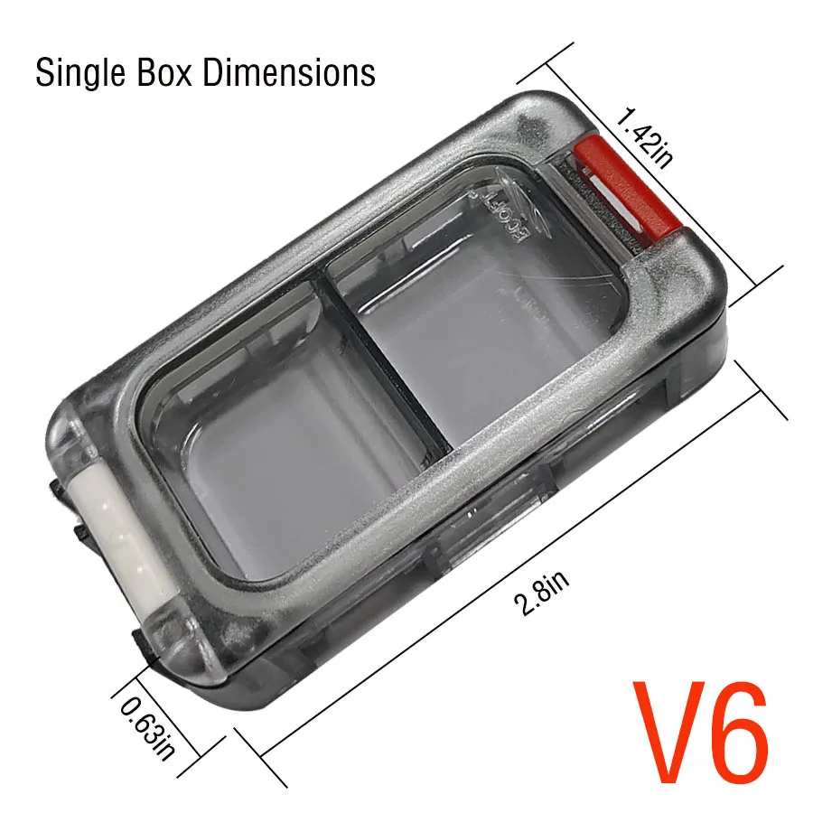 6 Stücke Kleine Tackle Box 2 Fächer Aufbewahrungsbox Abnehmbare Frei Montieren Fisch Box Angelzubehör Haken Köder Organizer Box