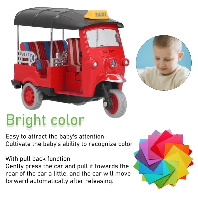 التراجع التايلاندية دراجة ثلاثية العجلات محاكاة سبيكة توك توك سيارة لعبة مجسمة الأطفال سيارة ToyBlue