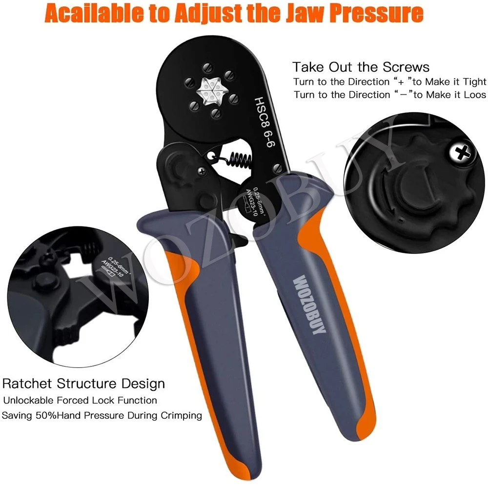 Tubular Terminal Crimping Tools Mini Electrical Pliers  6-6 0.25-6mm² Suitable for household electrical , automobile maintenance