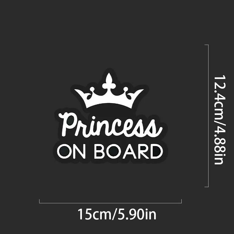 Princess On Board Decal Vinyl Sticker For Cars Trucks Vans Walls, White