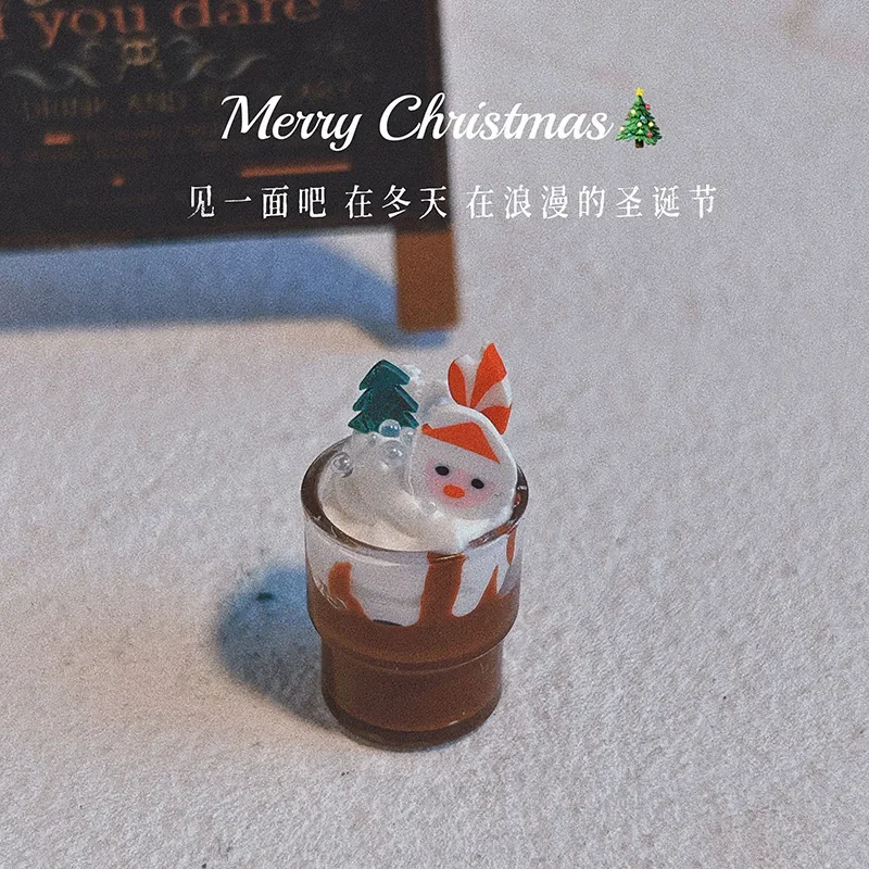 Dollhouse Mini Christmas Drink Miniature Items Black Chocolate Drink Ob11 Doll House Accessories Coffee Shop Decorations Toys