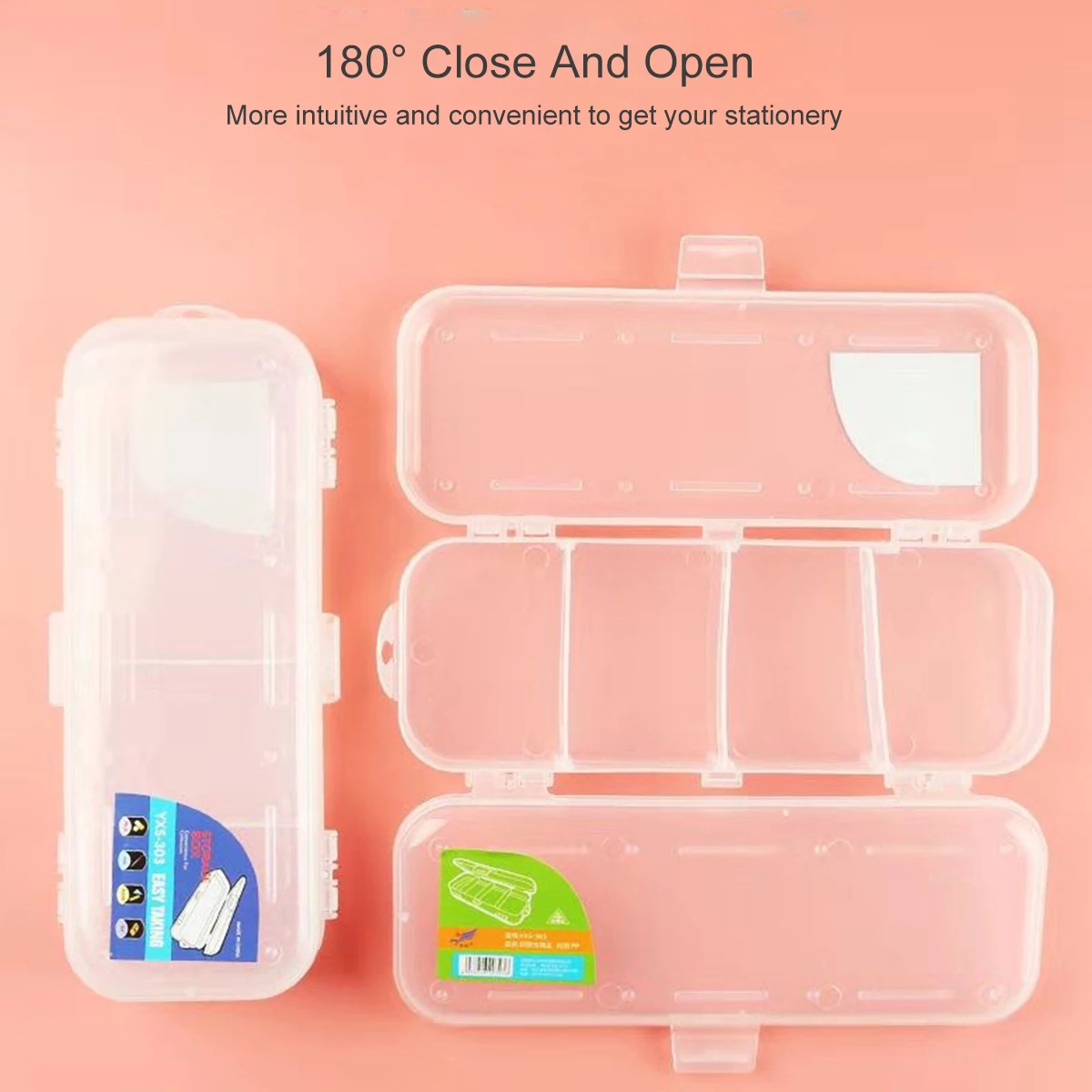 2 قطعة مقلمة بطبقة مزدوجة شفافة بسيطة للتخزين صندوق أقلام صغير أنيق حقيبة تخزين أقلام رصاص بلاستيكية للطلاب