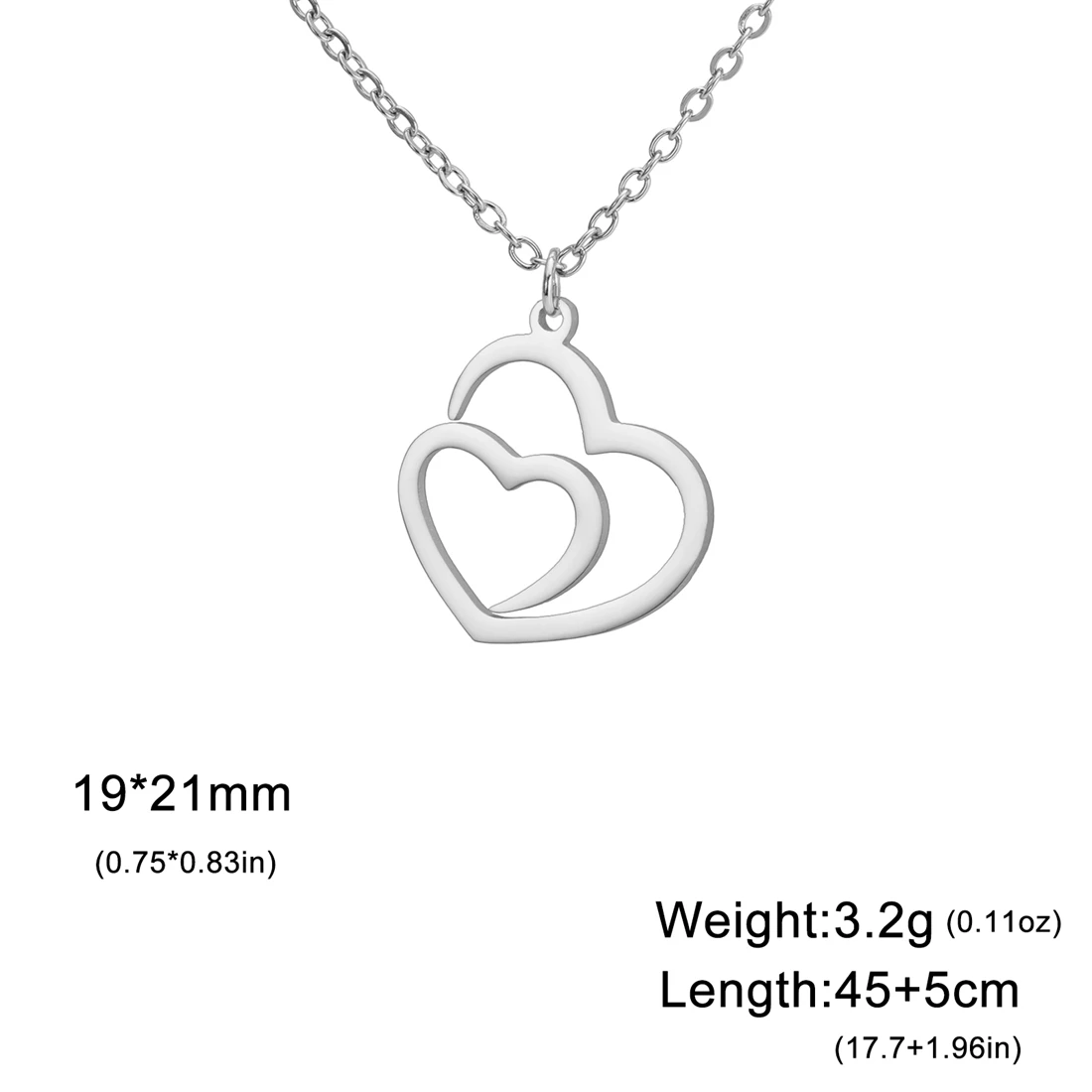 Eueavan Hohl Doppel Herz Halskette Für Frauen Edelstahl Romantische Liebe Symbol Anhänger Kette Engagement Schmuck Geschenk – Detail 12