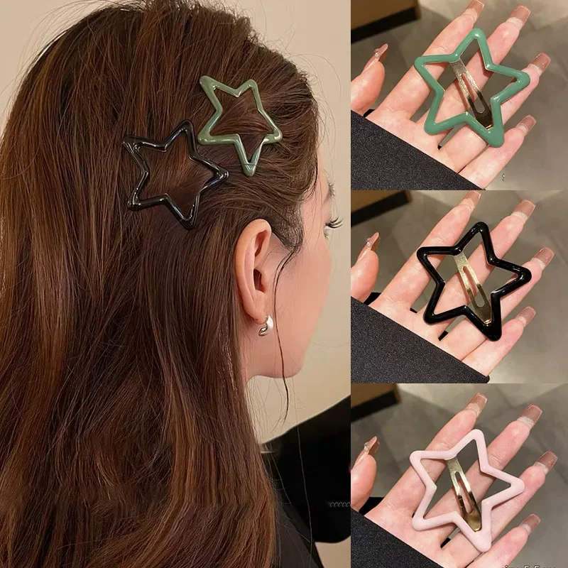 Large Star Hair Clips for Women Girls Kids Y2K Sweet Cute Girl Colorful Pentagonal Hairpin BB Clip Headwear Accessories Gift New