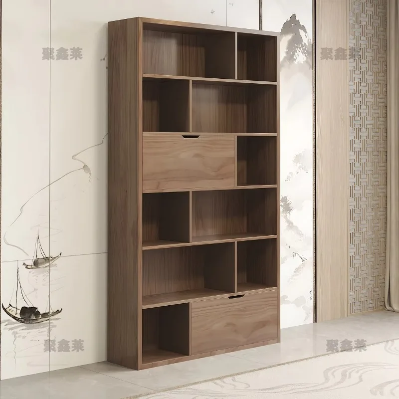 GZ-24    simple solid wood floor-to-ceiling bookcase free combination living room partition locker