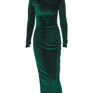 Dulzura-Midi Women's Velvet Midi, Elegant Party Clothing, Green Night, Spring, Summer, 2022 10 Main Sales Long Green Dress - №3