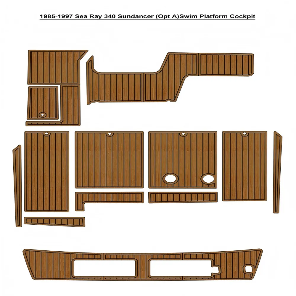 

1985-1997 Sea Ray 340 Sundancer (Opt A) Swim Platform Cockpit Pad Boat EVA Teak Deck Floor Mat SeaDek MarineMat Style Клей