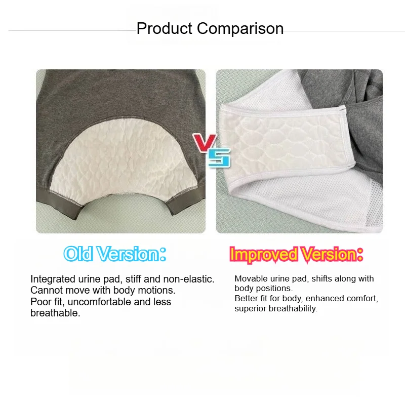 Men Washable Pure Cotton Leak Proof Incontinence Underwear Breathable Reusable Care Pants Elderly Bedridden Urinary Incontinence