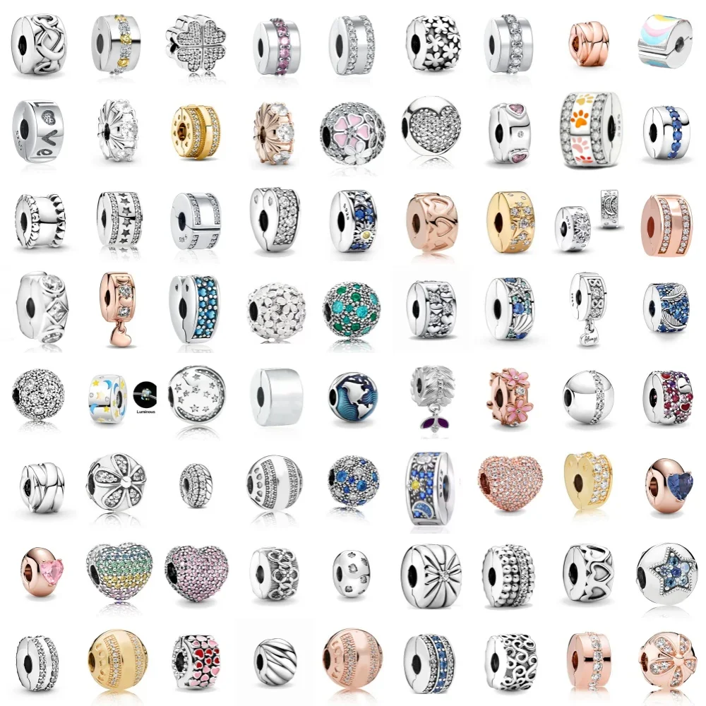 غرامة الزركون نجمة القمر فاصل السحر 925 الفضة على شكل قلب دائرة كليب حبة لسوار الأصلي DIY الإكسسوارات النساء هدية حفلة