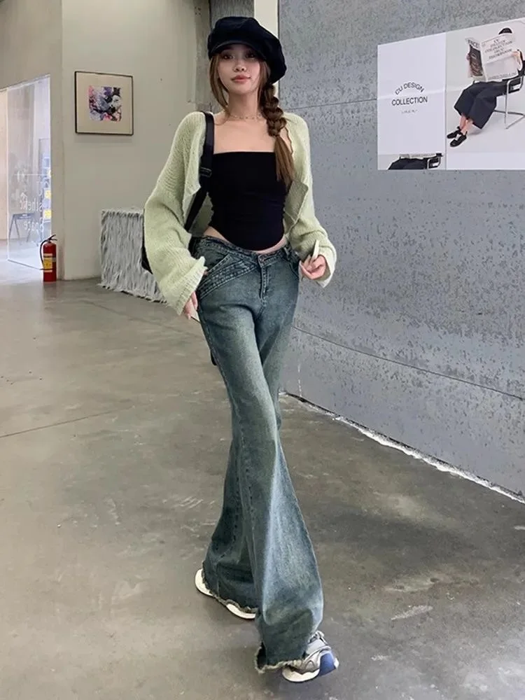 

Autumn Clothes Korea Ladies Wide Blue Jeans Women'S Clothing Plus Size Thermal Winter Warm Fleece Lined Thickened Female Denim