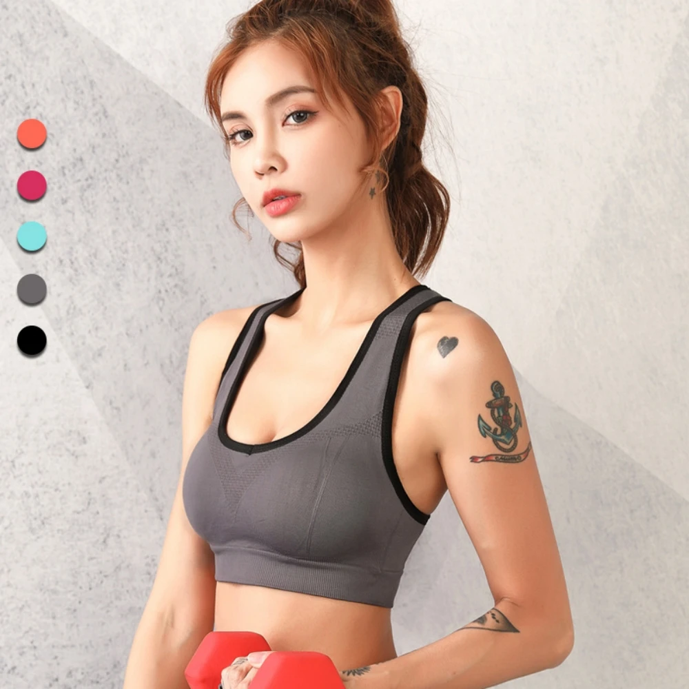 

Professional shock-proof non-rims running vest, large size non-trace adjustment gathered sleep sports bra underwear D6199