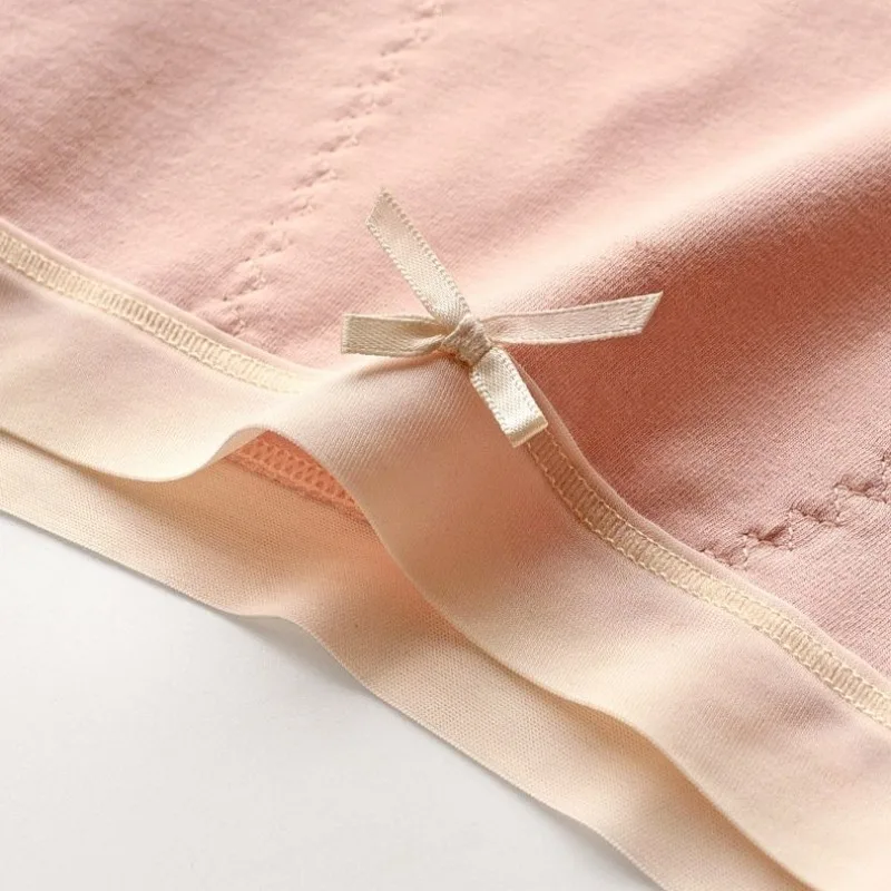 Ladies High Waist Underwear Women Pure Color Seamless Panties Sexy Large Size Cotton Bow Knot Briefs Wrapped Hip Triangle Pants