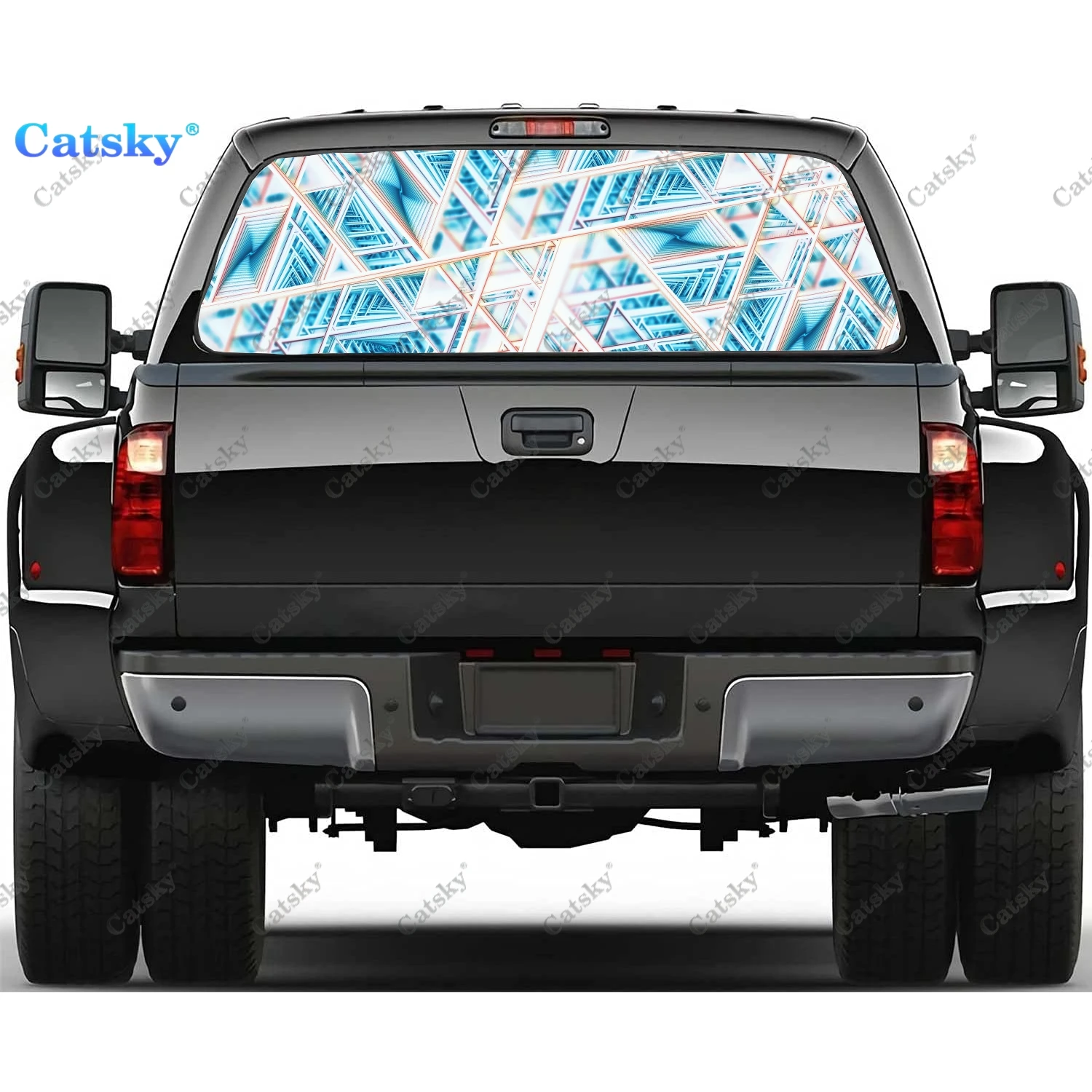 Abstract Triangle Rear Window Automotive Decals and Graphics Rear Window Decals for Trucks, Car Window Decal Sticker