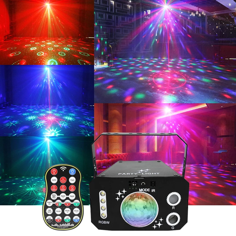 HCWE LED Trampoline Pattern Magic Ball Light RGB Mini Projection Light DJ Sound Effect Suitable For Events Party Karaoke Stage