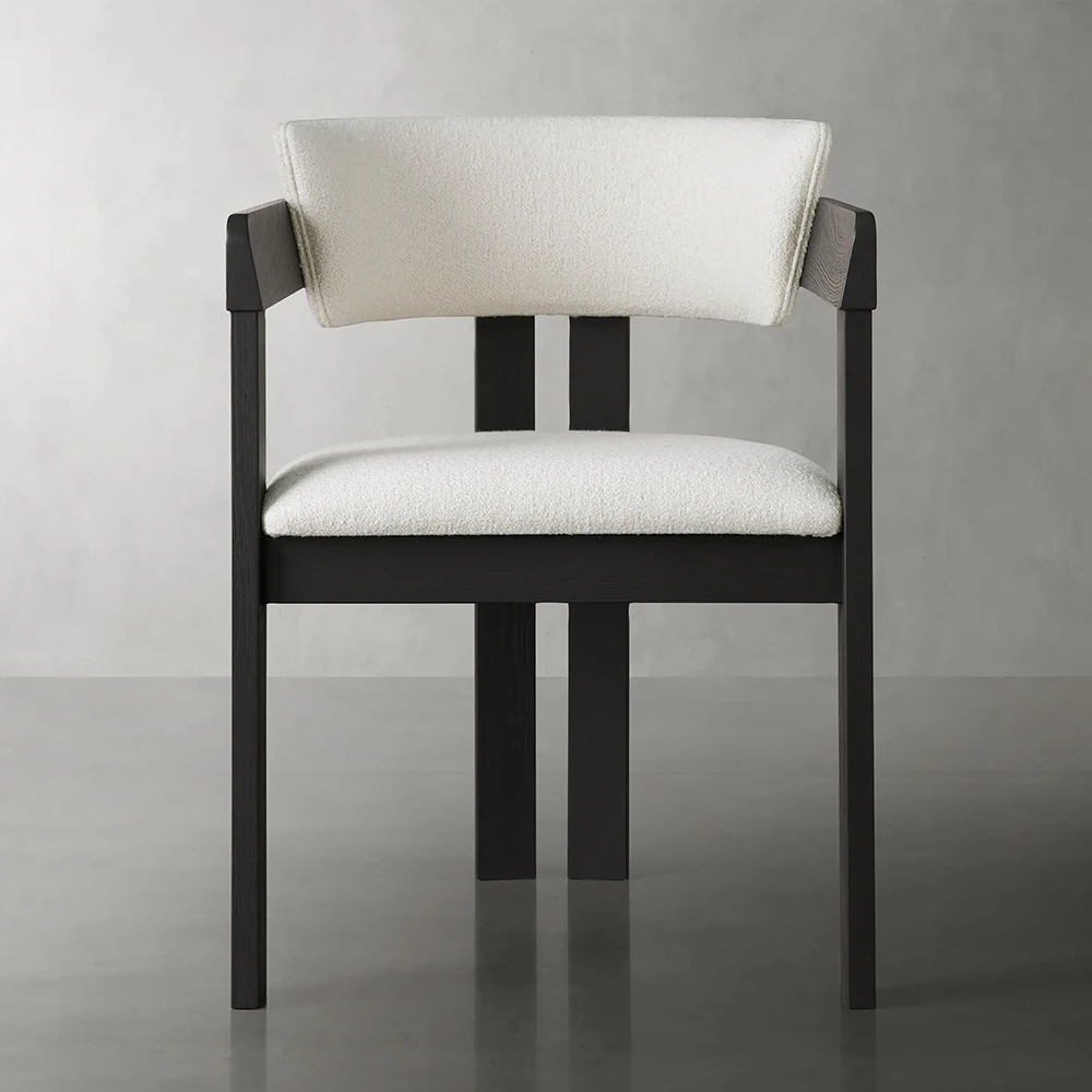 Modern Fabric Armchair Backrest Solid Wood Frame Dining Chair for Home Furniture Coffee Shop Hotel Use Customizable Size Color