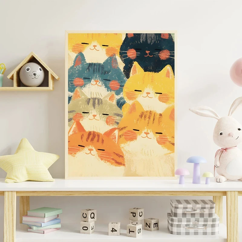 Cartoon Animals Penguin Bear Chipmunk Shiba Inu Lovely Poster Prints Canvas Printing Wall Art Picture for Living Room Home 
