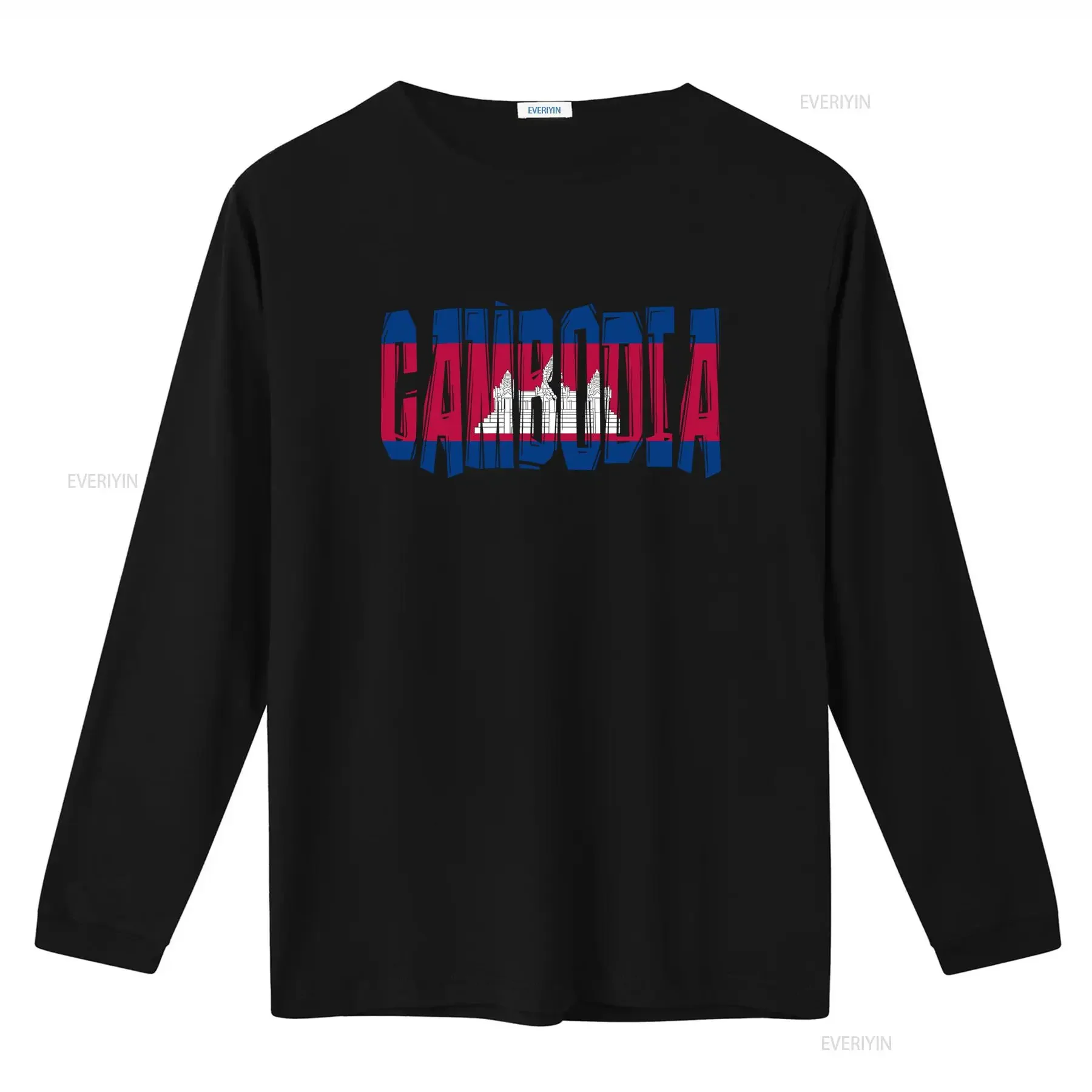 Cambodia Flag Design T Shirt with Cambodian Map Print for Casual Wear vintage Washed Versatile streetwear graphic Stretched