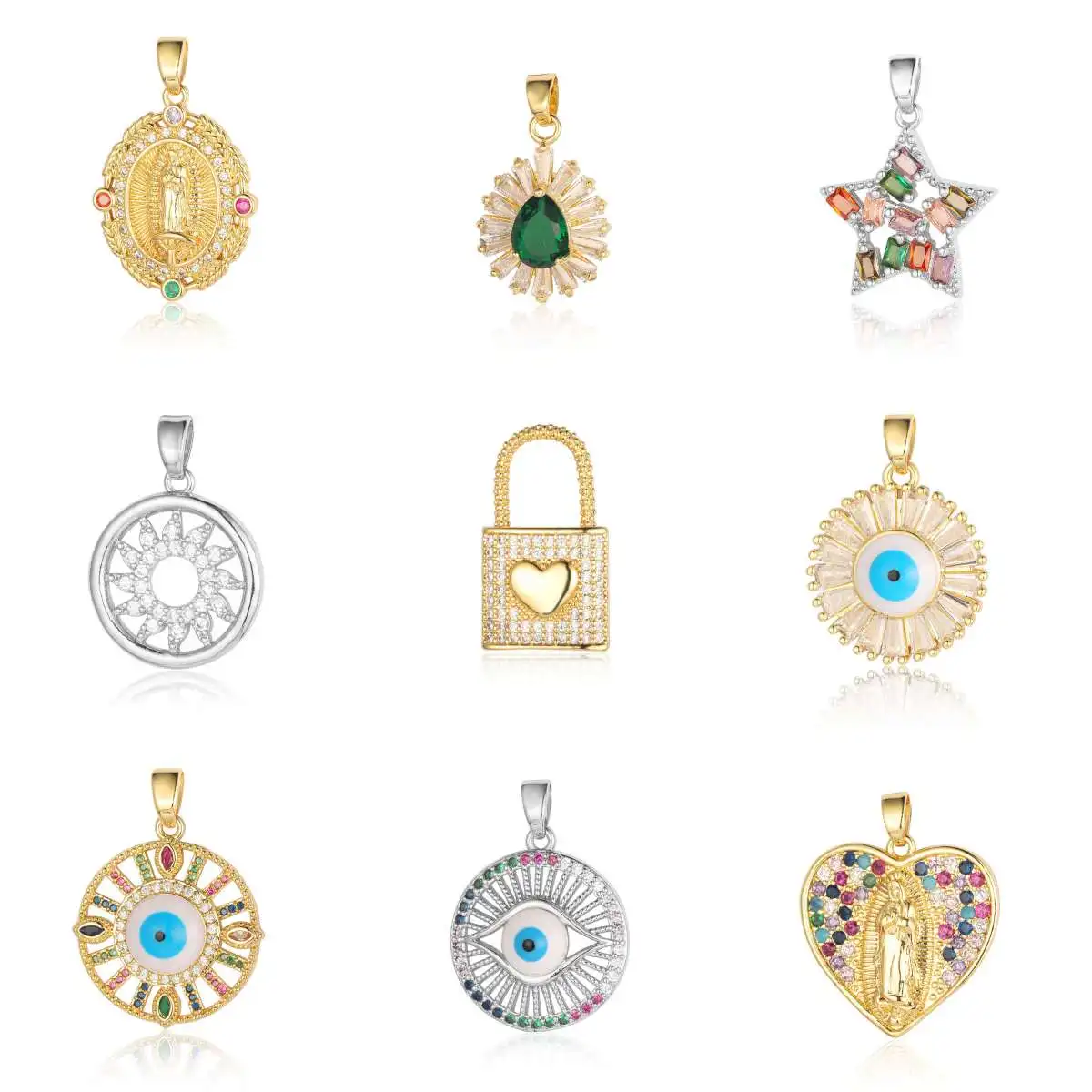 

Brass Colorful Cubic Zirconia Pendants, Handmake Fine jewelry accessories