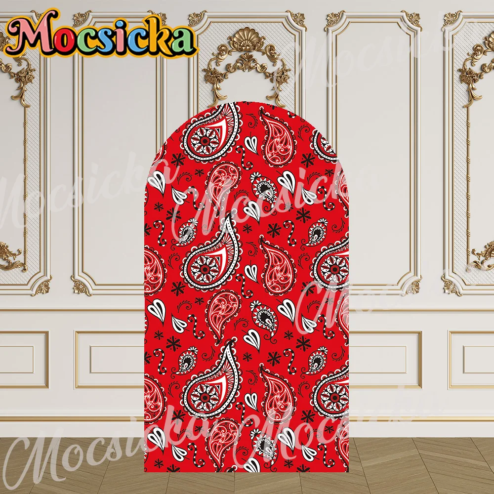 Mocsicka 2-Sided غطاء قوس الأحمر باندانا خلفية استحمام الطفل قوس جدار Kids1st حفلة عيد ميلاد حفلة موسيقية الخلفيات للصور