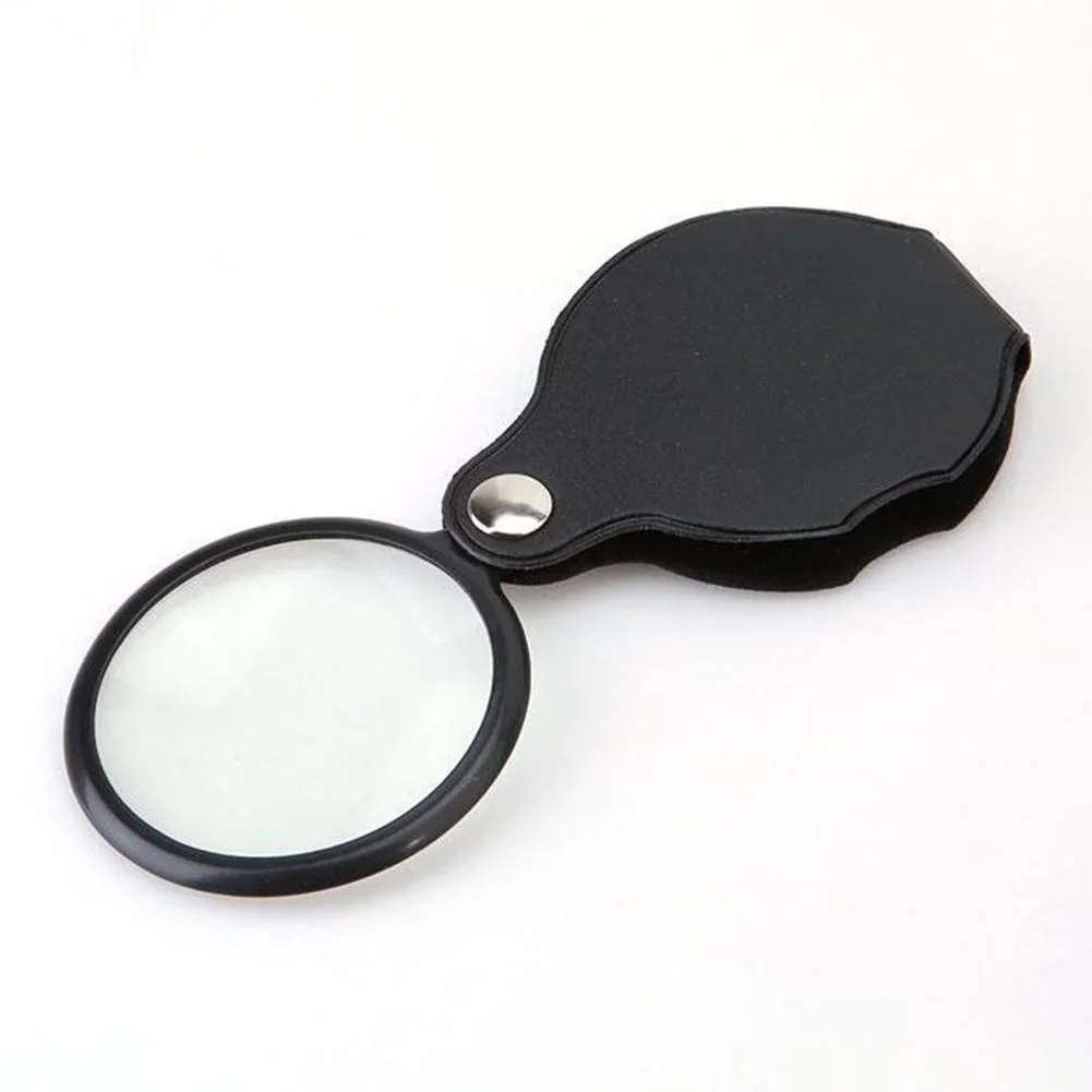 Foldable Mini Pocket 5X Magnifier Magnifying Glass Loupe Reading Jewelry Eye Glass Loupe Lens Black