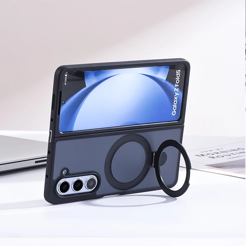 

2in1 Matte Hard PC Hinge Magsafe Case For Samsung Galaxy Z Fold 6 5 4 Magnetic Wireless Ring Holder Bracket Armor Cover Strap