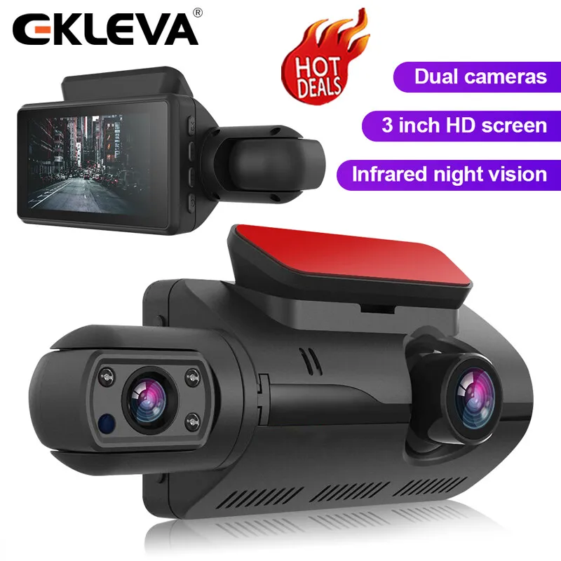 EKLEVA Car DVR Dash Cam Dual Lens FHD 3.0 Inch Dash Cam WIFI Auto Video Recorder Registrator Dvrs With infrared Red Night Vision