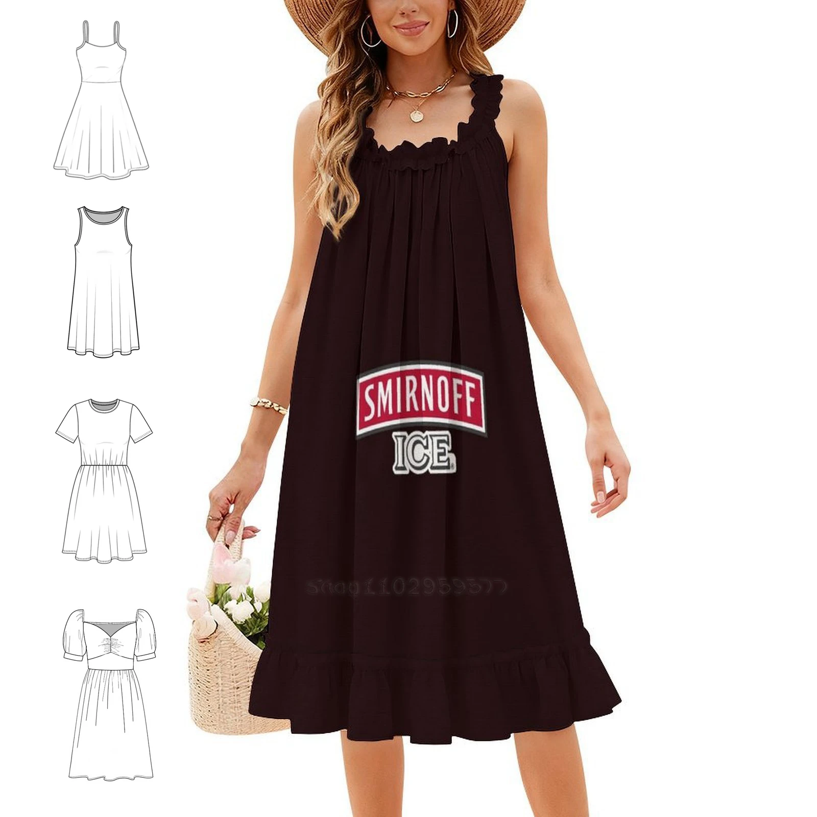 Smirnoff Ice Logo Korean Style Dress For Women Elegant Casual Dress For Party Or Daily Wear Smirnoff Ice Logo Woman Clothes