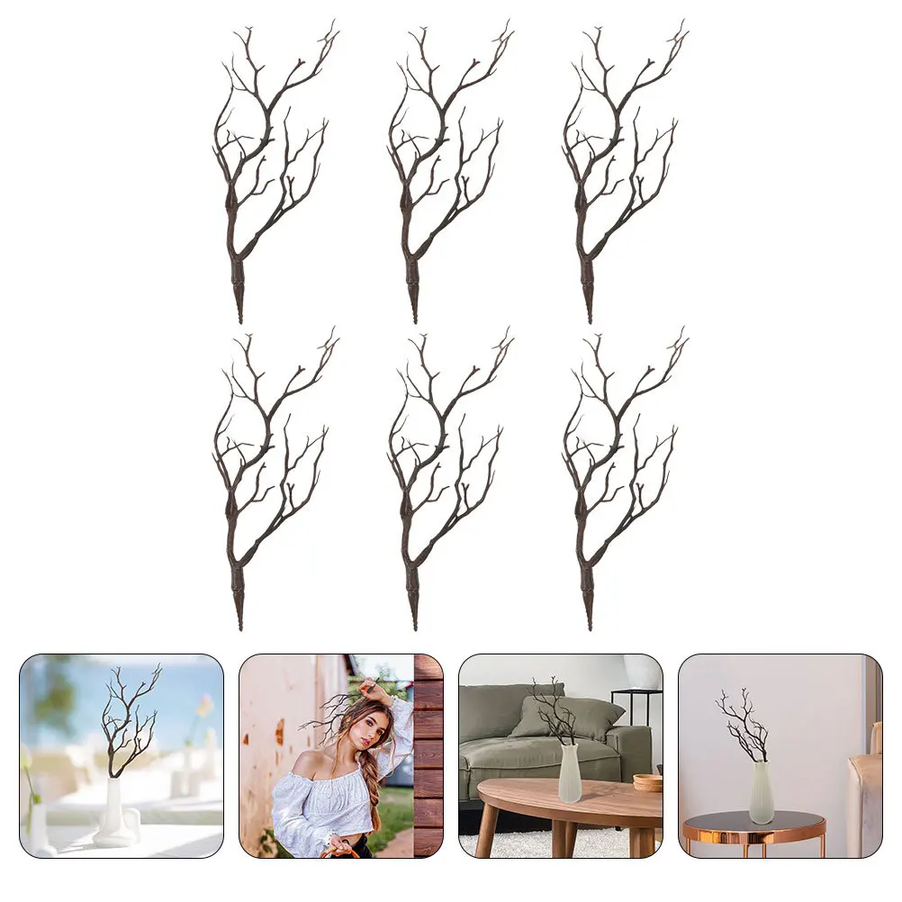 

6pcs Artificial Plastic Antler Branches Decorative Plant Stems Vase Filler Home Table Decor Diy Craft Simulation Branches Fake