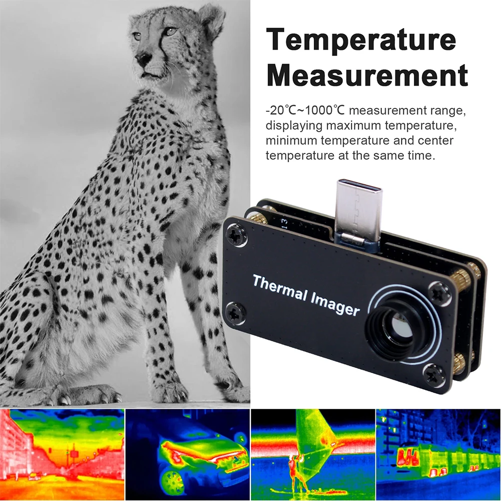 Kamera pencitraan termal seluler, Imager termal tipe-c-20 ~ 1000 °C 32*32 pixel, kamera pencitraan termal inframerah untuk ponsel Android