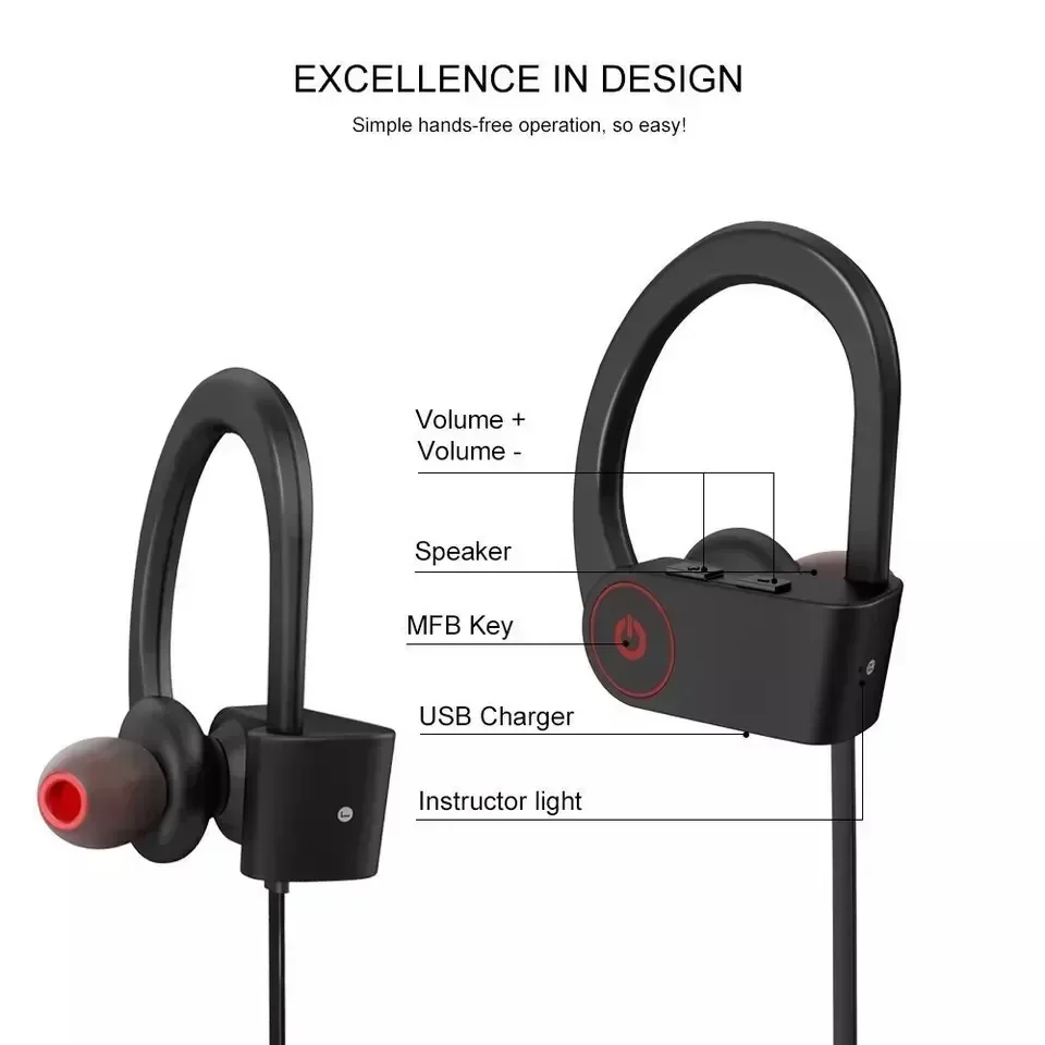

In Ear Earbuds handsfree IPX7 Waterproof HD Stereo Sweatproof Bluetooth Headphones Best Wireless Sports Earphones