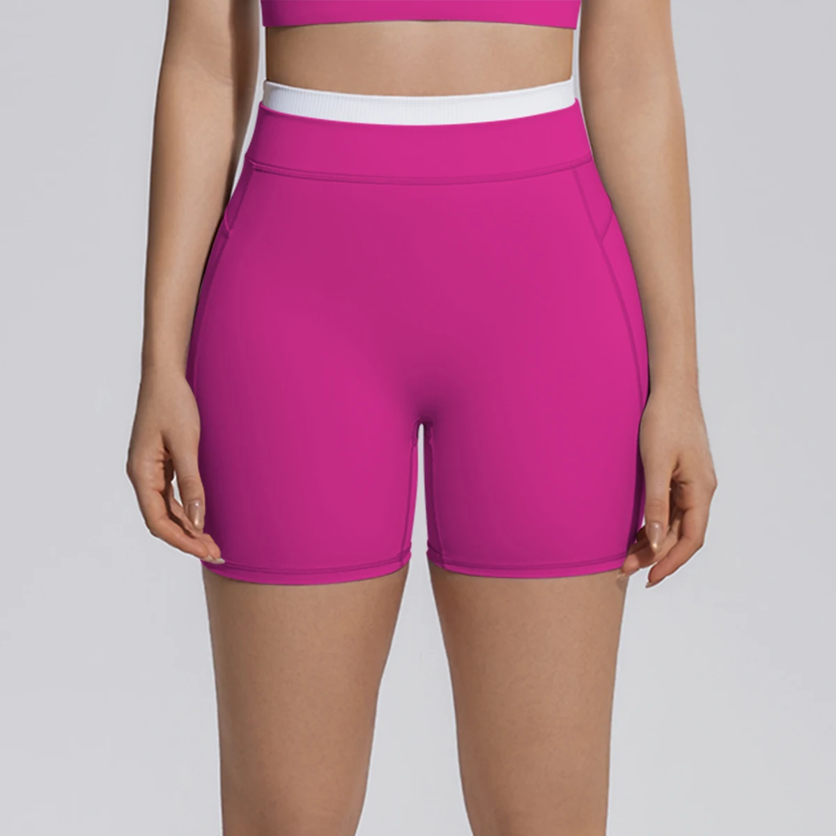 1PC Summer Women Fitness Running Yoga Shorts Breathable Hip-lifting Color Blocking High Waist Hot Sale Sports Tennis Shorts