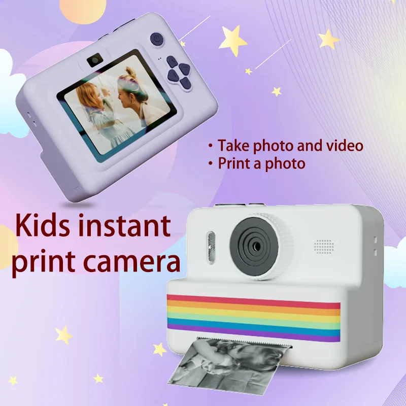 كاميرا أطفال طباعة فورية، شاشة 2.8 بوصة، شحن USB، كاميرا رقمية للأطفال 3 لفات من الورق، ألعاب هدايا عيد الميلاد وأعياد الميلاد