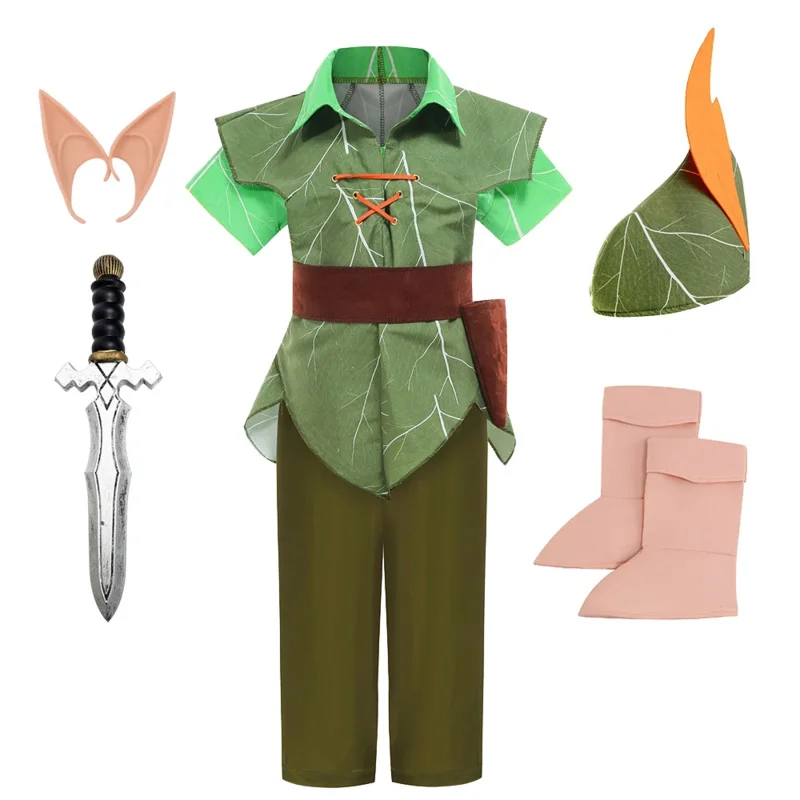 Cosplay Halloween niños Peter Pan disfraz Cosplay niño Rana Príncipe Naveen conjunto de ropa fiesta de cumpleaños niños Príncipe Encantador Anime