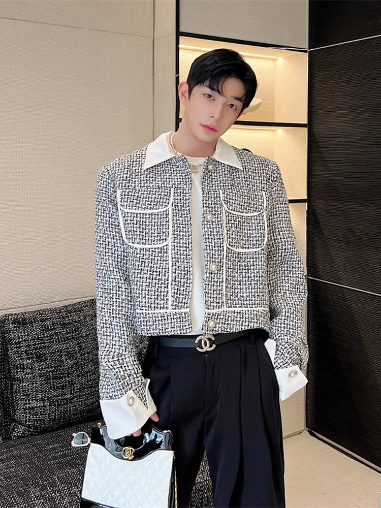 

Мужской роскошный фланелевой костюм Jaet, весна-осень, корейский модный костюм, топ, молодежный комбинезон с подставкой из полиэстера Long Sve