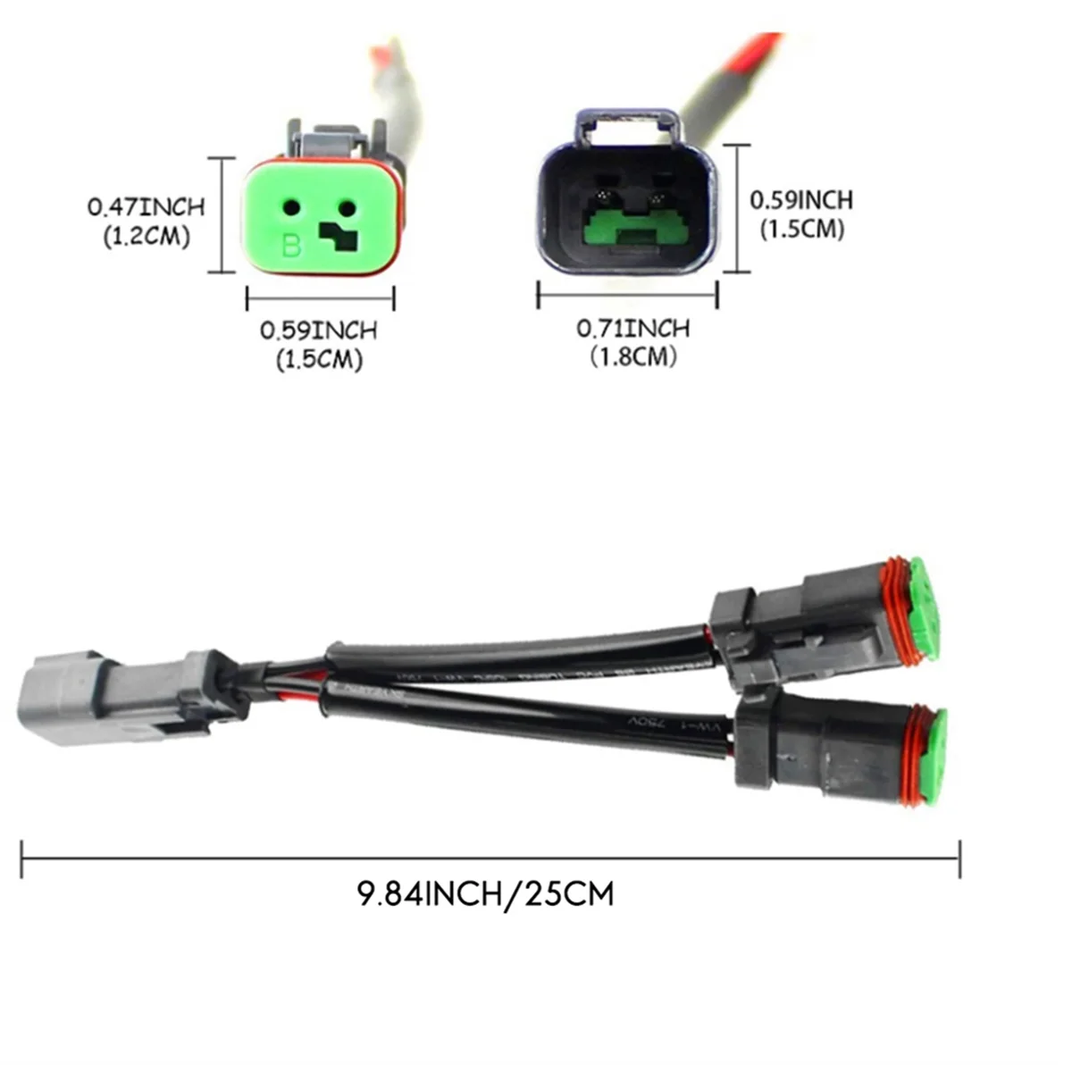 Cables tipo Y Deutsch DT DTP adaptador de enchufe de 2 pines para luz de trabajo de vaina LED, conectores de reequipamiento, arnés de cableado