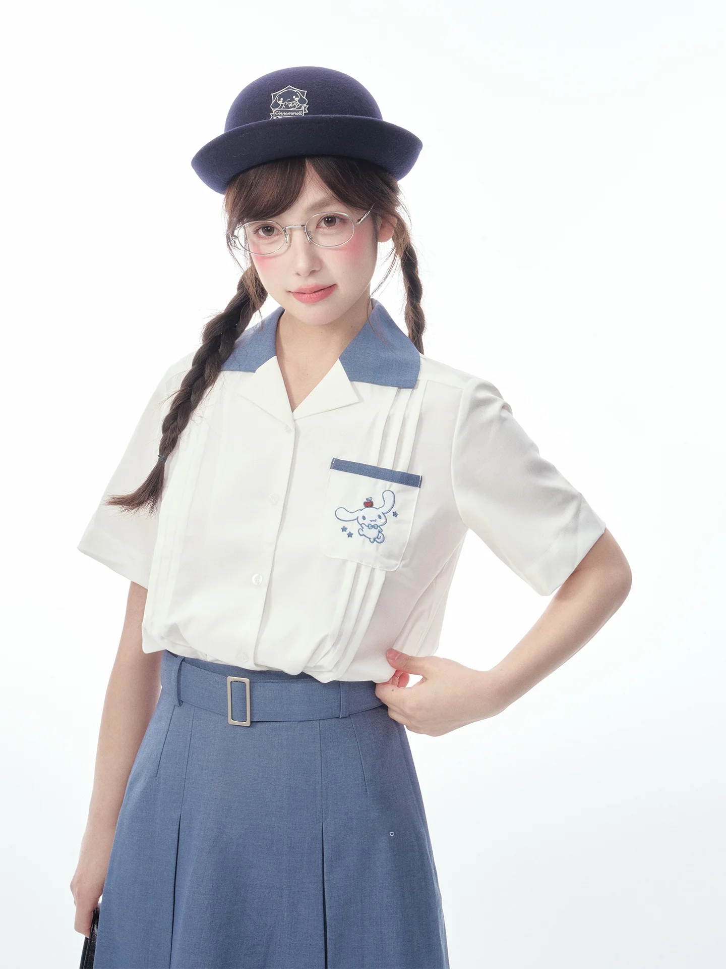 

Комплект из рубашки и юбки бренда Kyouko, весенне-летний дизайн в тайском стиле, коллаборационная серия с рисунком собаки с большими ушами