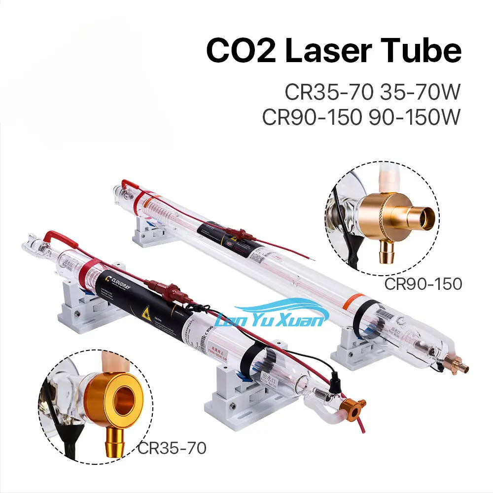 

Cloudray CO2 Laser Tube 150W 130W 100W 80W 60W 40W Power 720mm to 1850mm Length Metal Head Dia.80mm for Engraver Cutting Machine