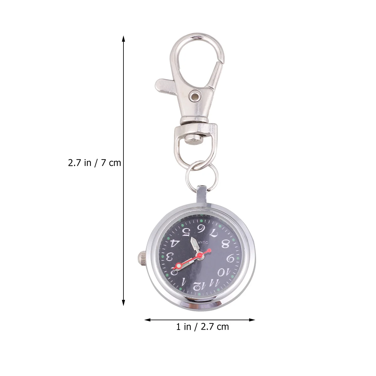 Quartz Large Dial Keychain Pocket Watch Black Easy Read Luminous Needle Classical Gift for Children Men Couples