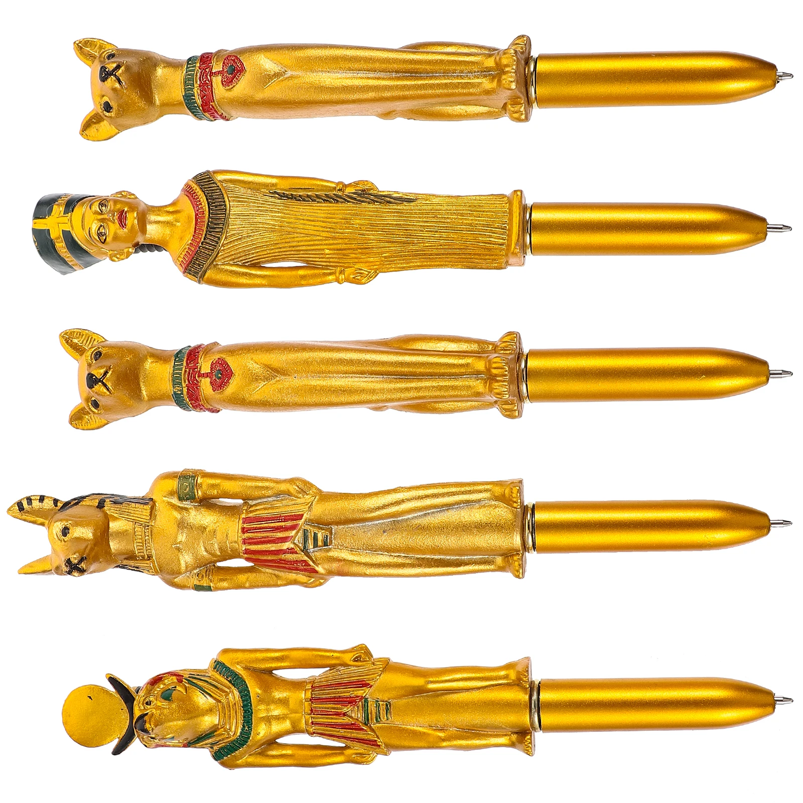 5Pcs Egyptian Pharaoh Ballpoint Pen Plastic Creative Design Home Office School Use Sign Ball-Point Pen Beautiful Writing Tool