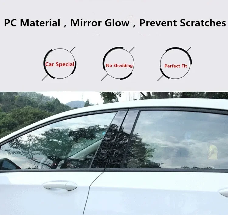 6PCS Glossy Black Pillar Posts Door Trim Cover Kit FOR HYUNDAI TUCSON 2006-2014
