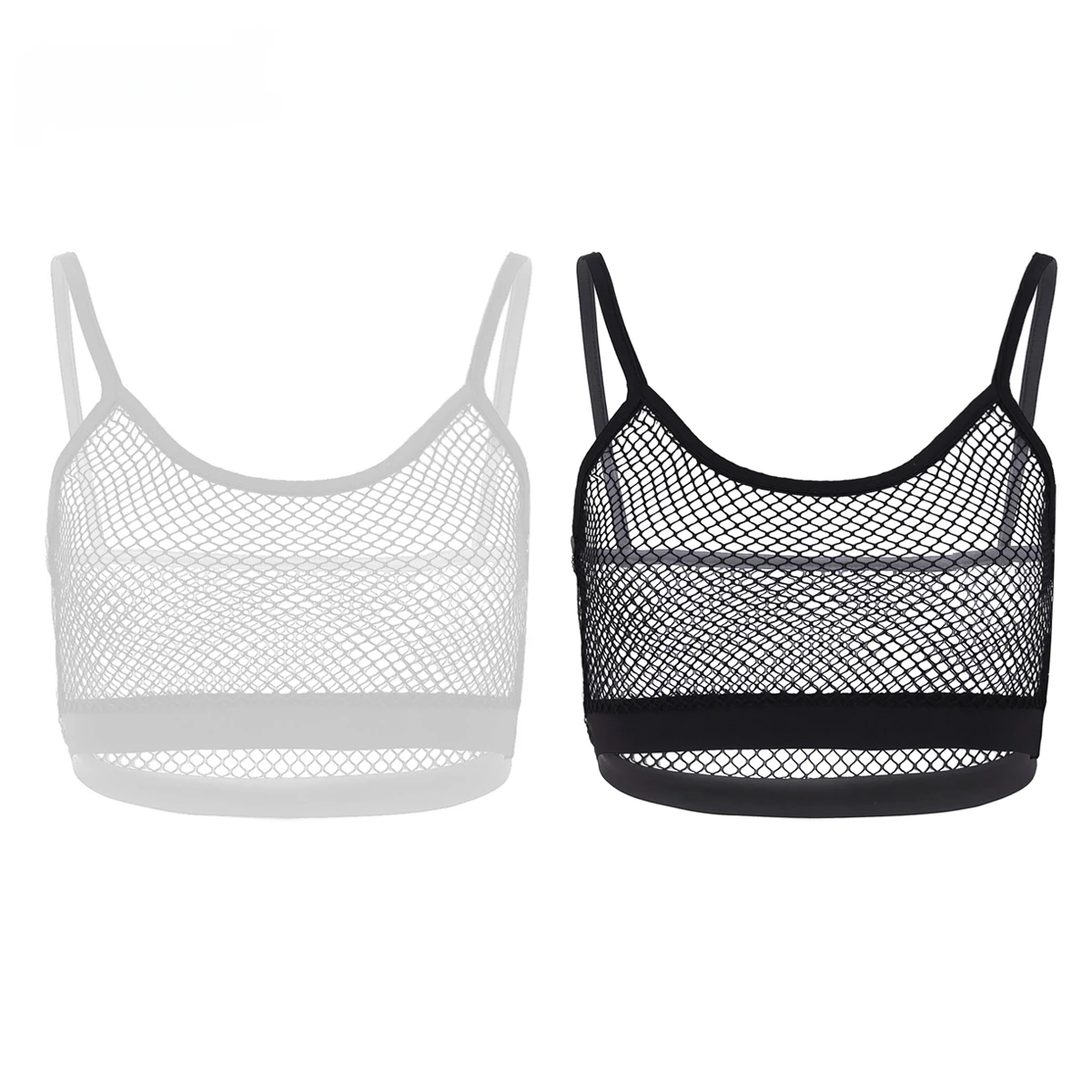 American Clothing Women Sexy Camisole Tanks Sleeveless Hollow Out See Through Mesh Fishnet Crop Tops Vest Tank Mini T-Shirt Tops