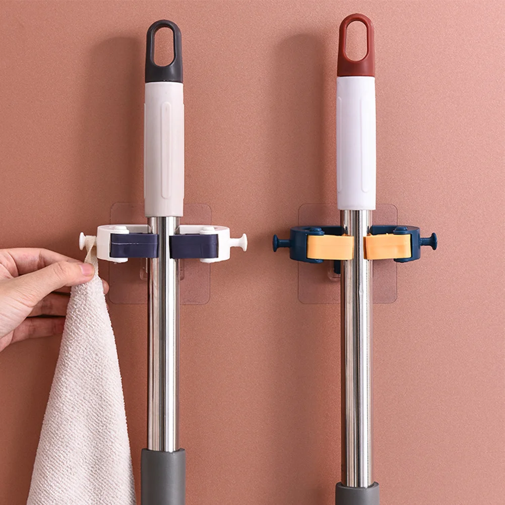 

2Pcs Mop Broom Holder Heavy-Duty Storage Rack Tool Hanger for Laundry Room Garage Garden Wall Organizing Solution No Drill