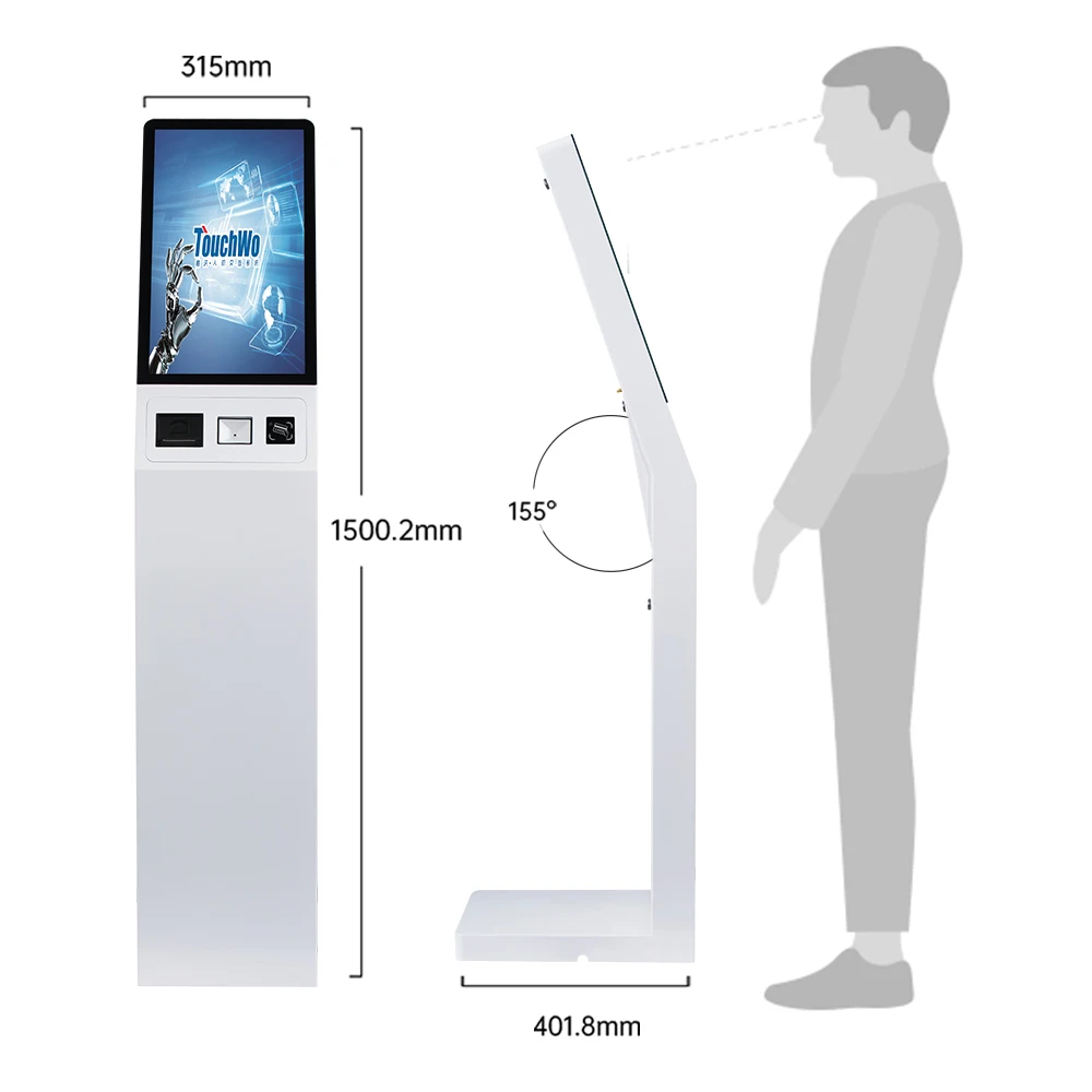 TouchWo 15.6/21.5/32 inch Self Service Payment Machine Touchscreen Ticket/Queue/Ordering/Information Kiosk For Commercial