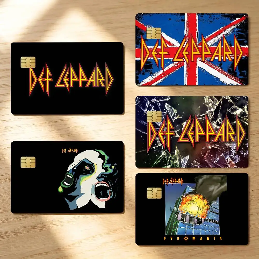 Rock Band Credit Skin Cover Card Stickers 4PCS Film Bus Pass Front Decoration Bank Debit Waterproof D-Def L-Leppard