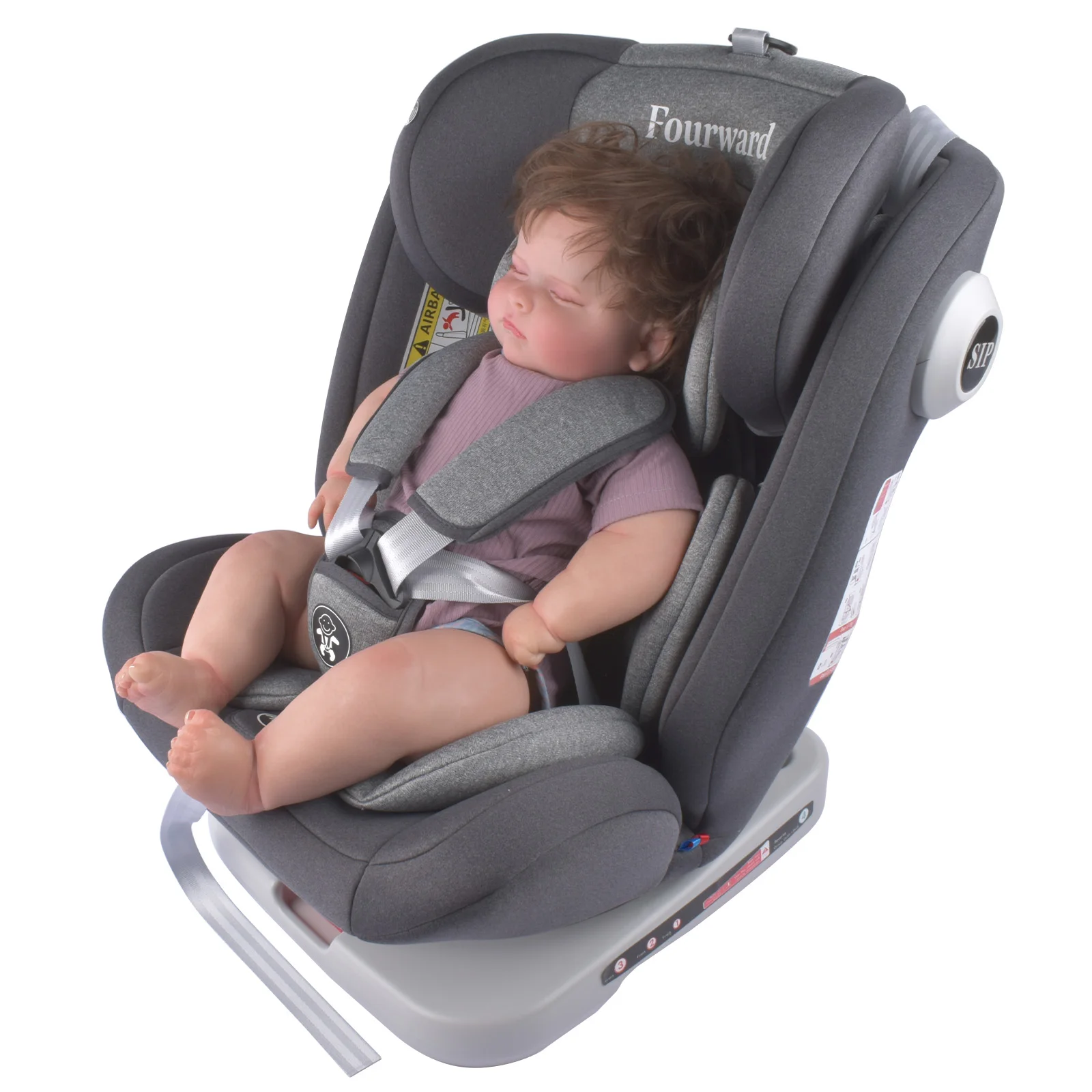 AP02 KL005 Baby Car Seat 360° Rotatable, ISOFIX, Resting Position, Group 0+1/2/3, 9-36 kg, Child Seat with 5-Point Safety Belt