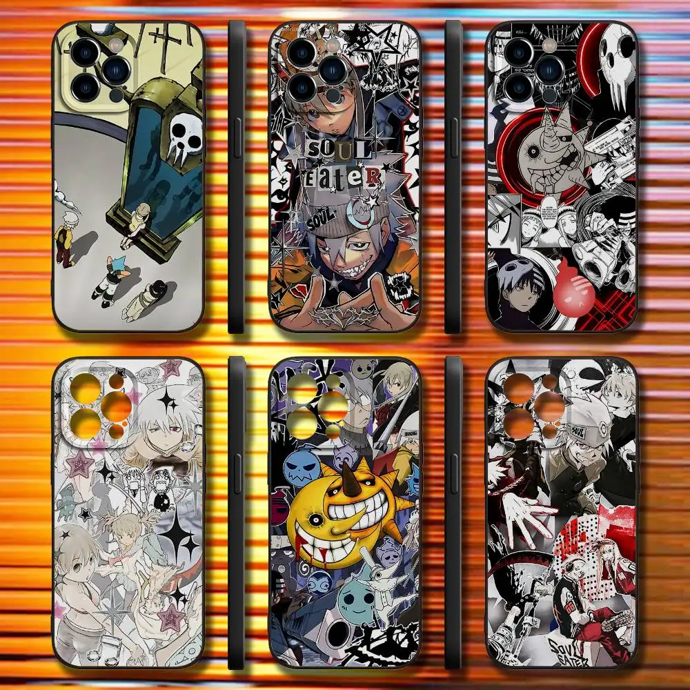 

S-Soul Eater Anime Phone Case For iPhone 16,15,14,13,12,11,Pro,Max,Plus,X,XS,SE4,E,Mini,Soft Black Case
