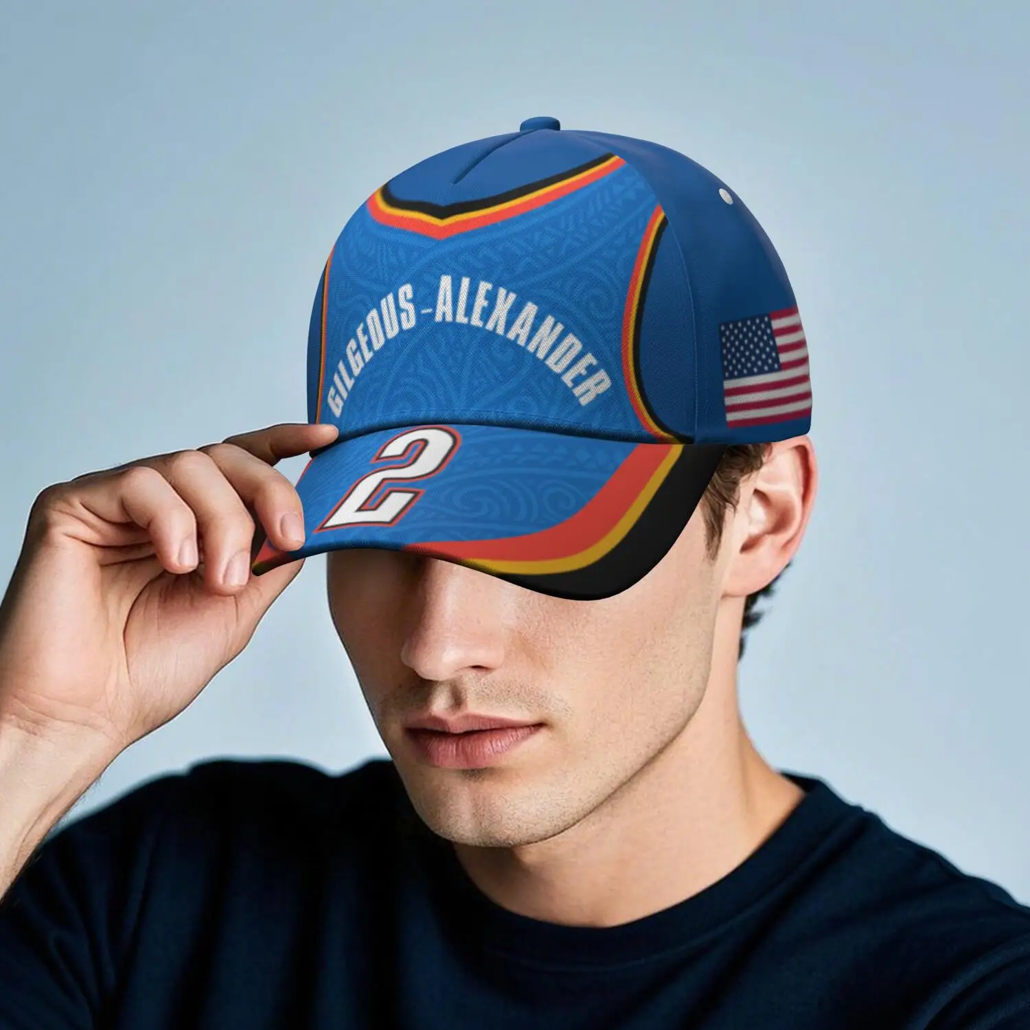 أمريكا أوكلاهوما قبعة بيسبول مخصص اسم رقم فريق Gilgeous قبعة البلد السفر الأمة الولايات المتحدة العلم القبعات