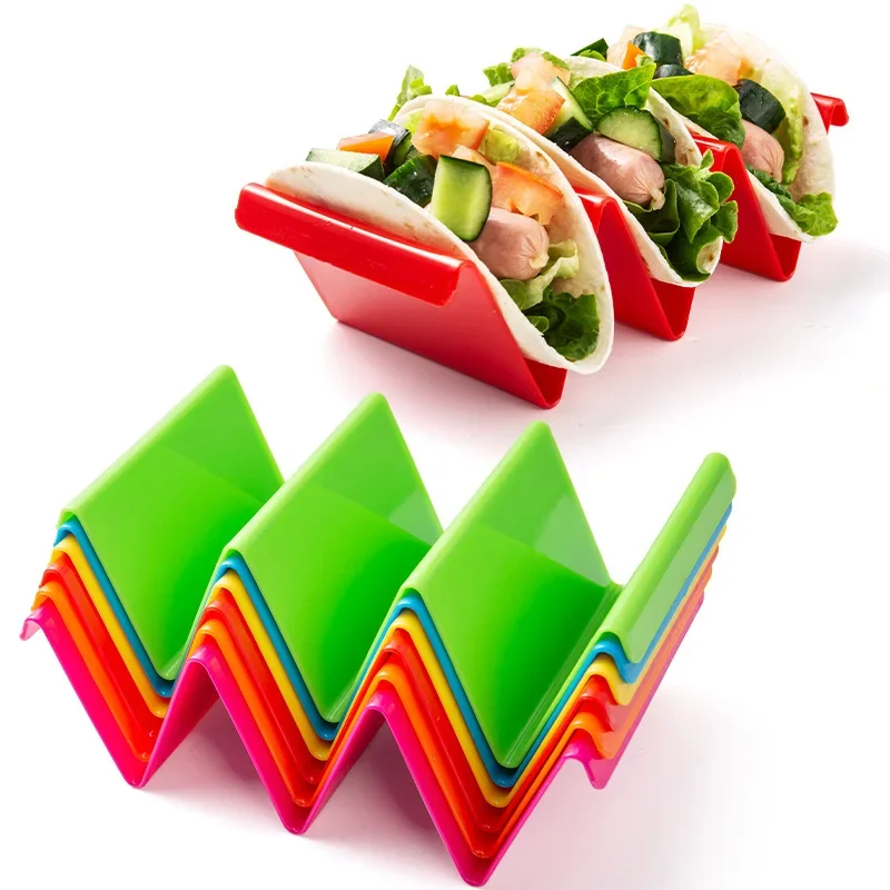 4PCS Taco Holder Mexican Pancake Rack Multicoloured Wavy Taco Holder Tortilla Tray Food Tray Rack Kitchen Baking Tools 2