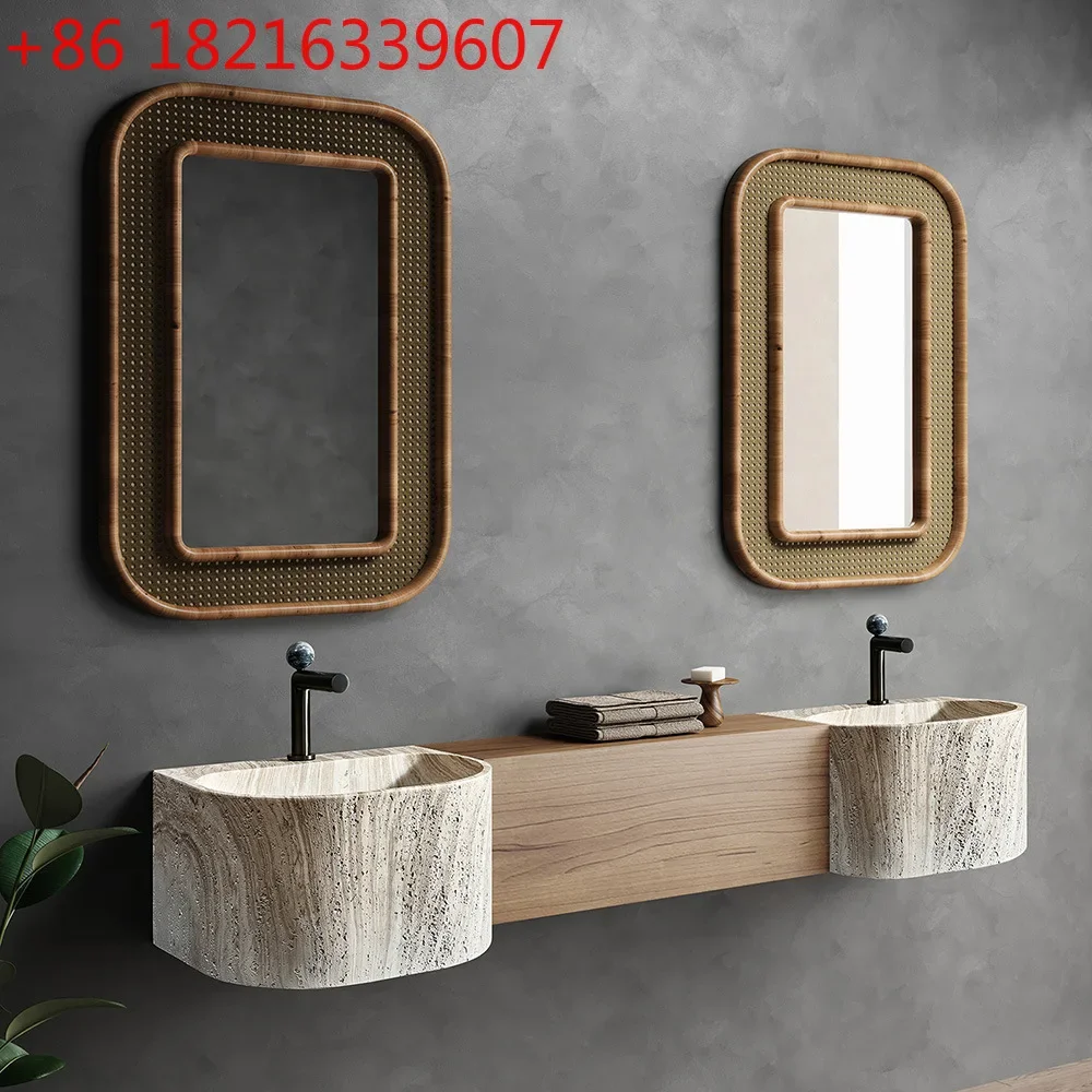 Wall-mounted bathroom cabinet artificial stone water transfer hanging basin designer wall-mounted small size integrated
